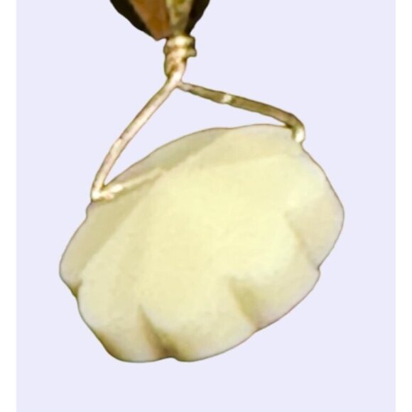 Drop dangle chain earrings 1/20 14K gold filled with Octagon Carved Flower Bead - Picture 4 of 6